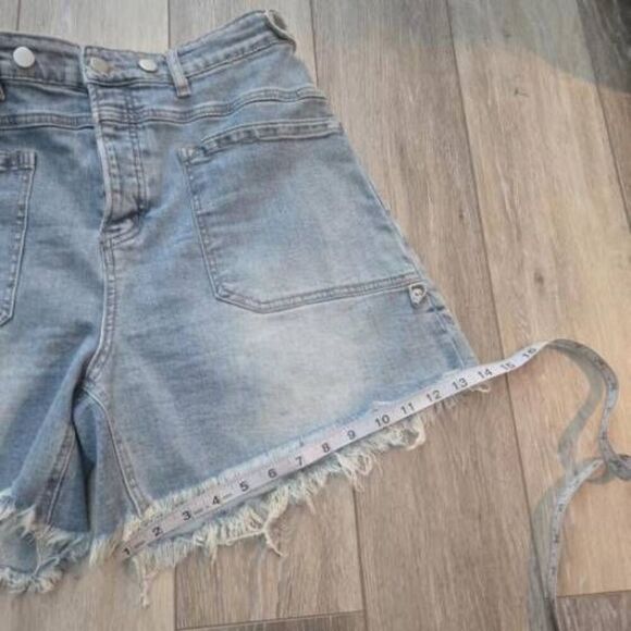 OH jeans O Asian fashion oversized wide leg raw hem stretch denim shorts large - Picture 4 of 13